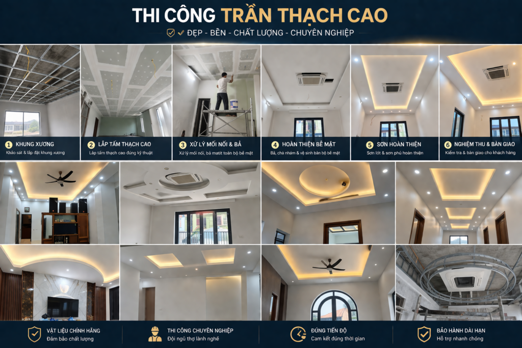 dự án thực tế thi công trần thạch cao