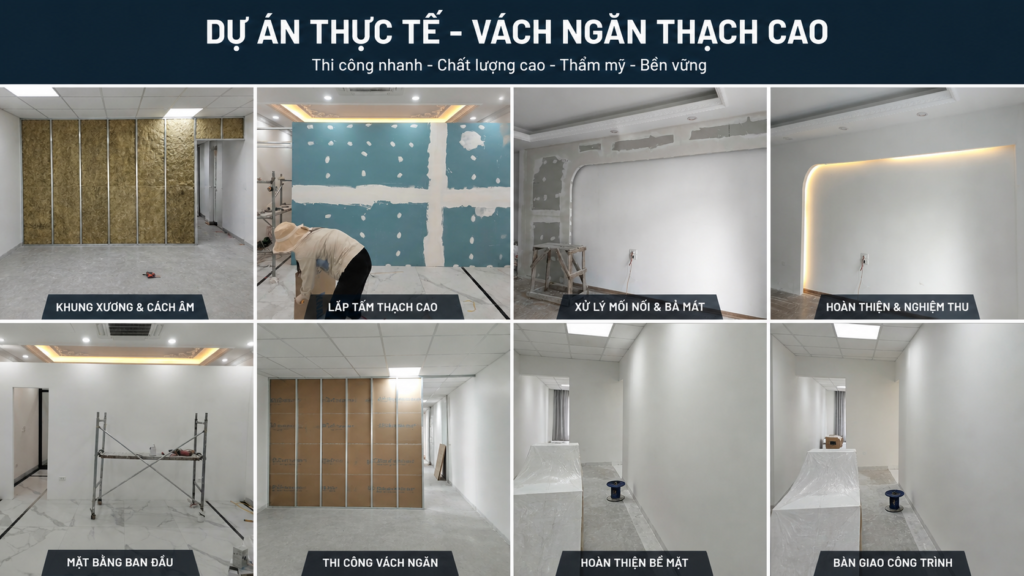 dự án thực tế vách ngăn thạch cao