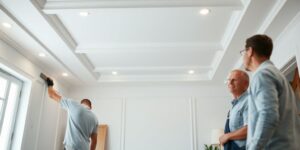 Làm việc thi công thạch cao chuyên nghiệp tại Hoàng Phong.