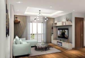 Bộ sofa phòng khách hiện đại với thiết kế tối giản, trang trí nội thất tinh tế và ánh sáng tự nhiên.