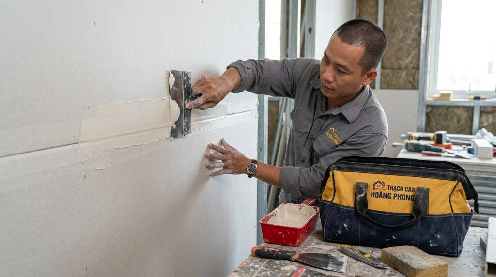 làm vách thạch cao tại Long Biên