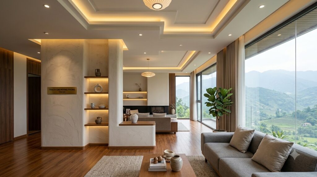 Thi công vách thạch cao tại yên bái - thạch cao hoang phong