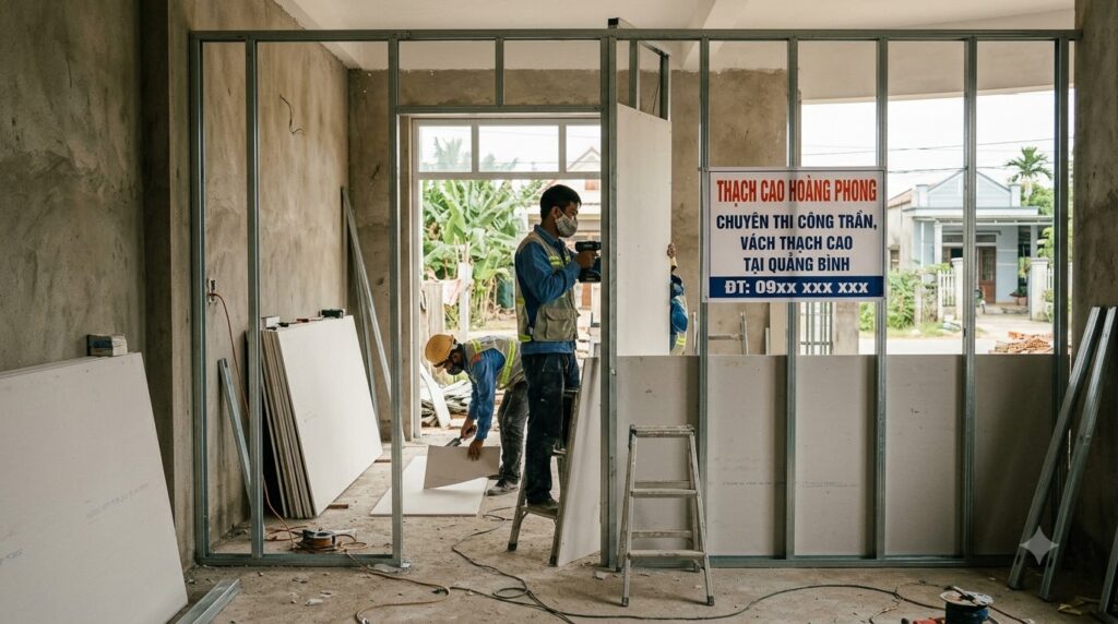 Thi công vách thạch cao tại Quảng Bình