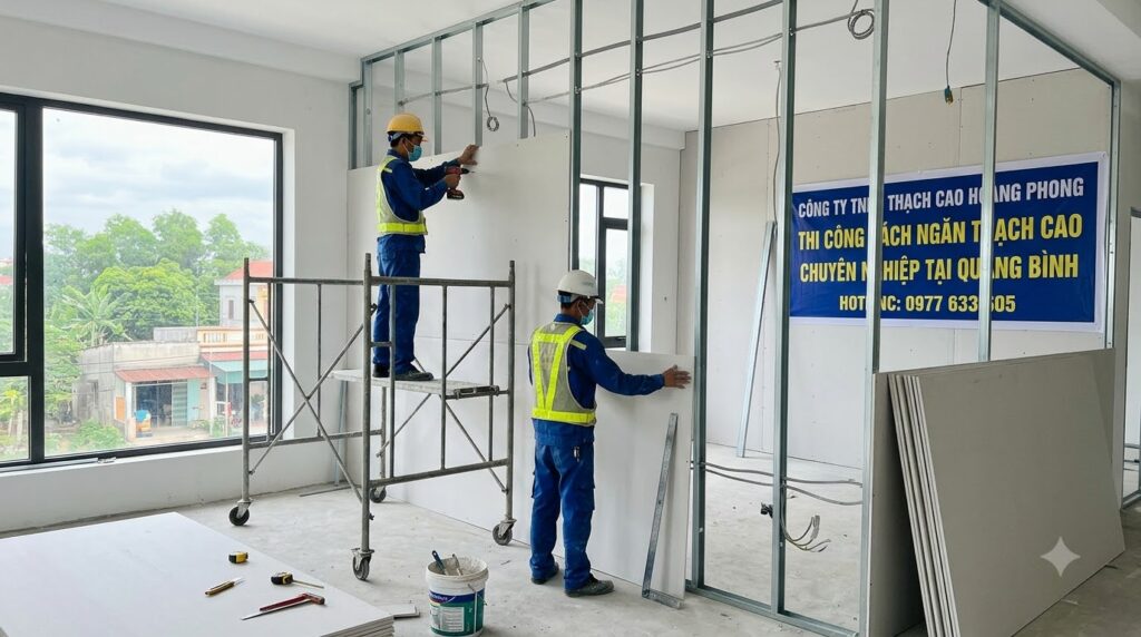 thi công vách thạch cao tại miền Trung
