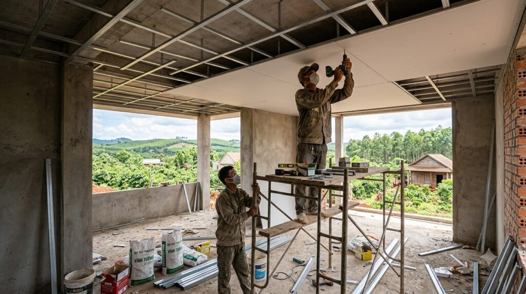 Thi công trần thạch cao tại Đắk Lắk