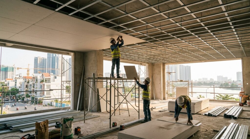 Quy trình kỹ thuật thi công trần thạch cao chuẩn xác