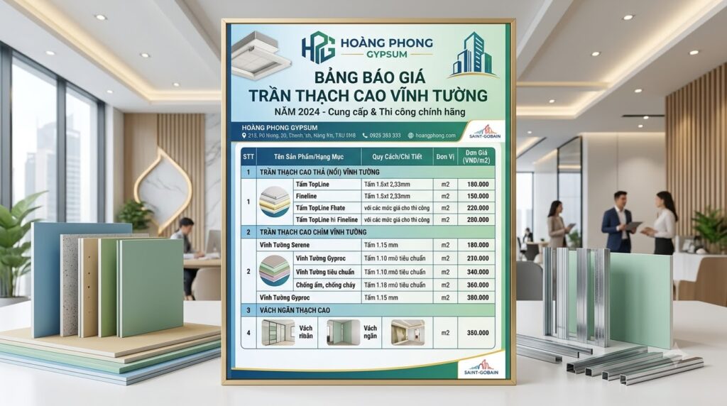  Giá Trần Thạch Cao Vĩnh Tường