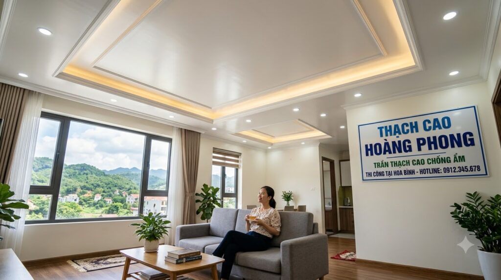 thi công trần thạch cao chống ẩm tại Hòa Bình
