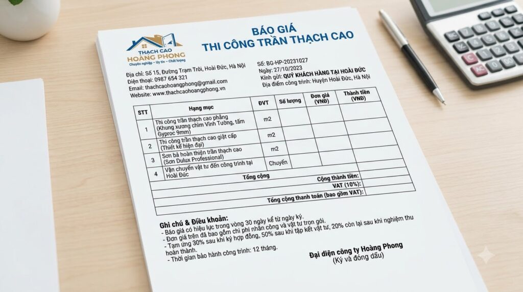 trần thạch cao phổ biến tại Hoài Đức
