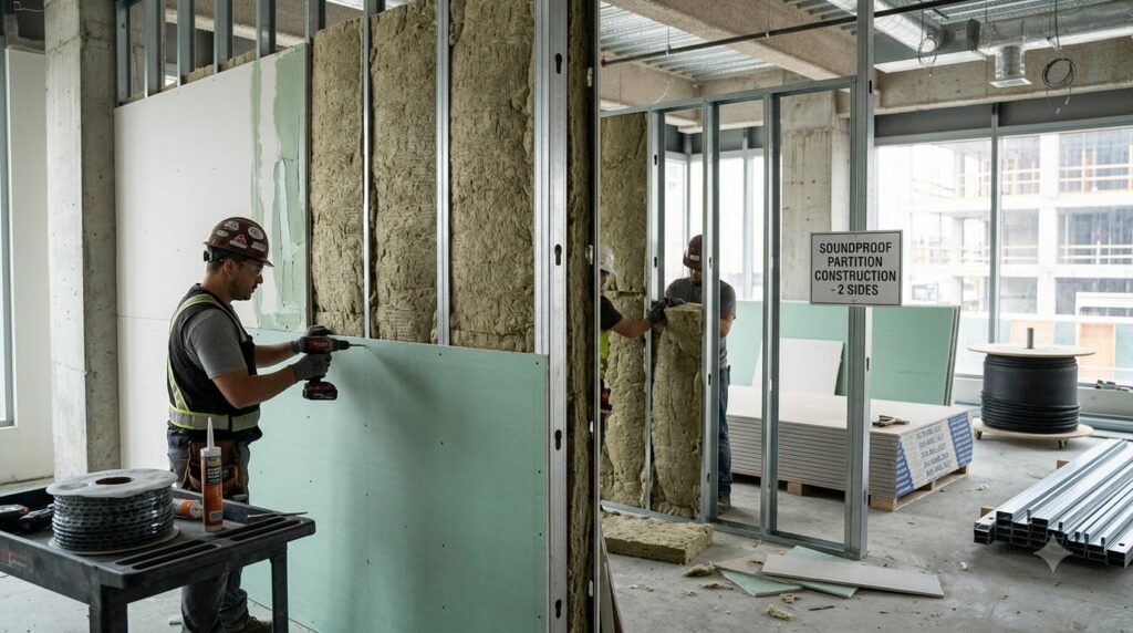 Quy trình thi công vách cách âm 2 mặt